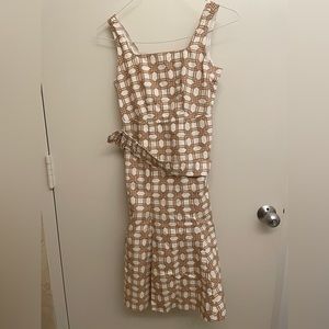 Ann Taylor Rattan print flare dress 00p